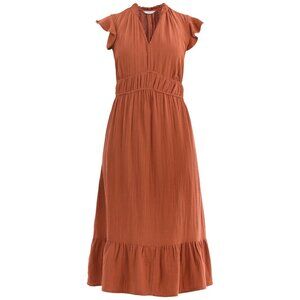 NWT, SZ L (12-14) 100% Cotton, Double Layer Gauze Mid Dress, Sedona Red